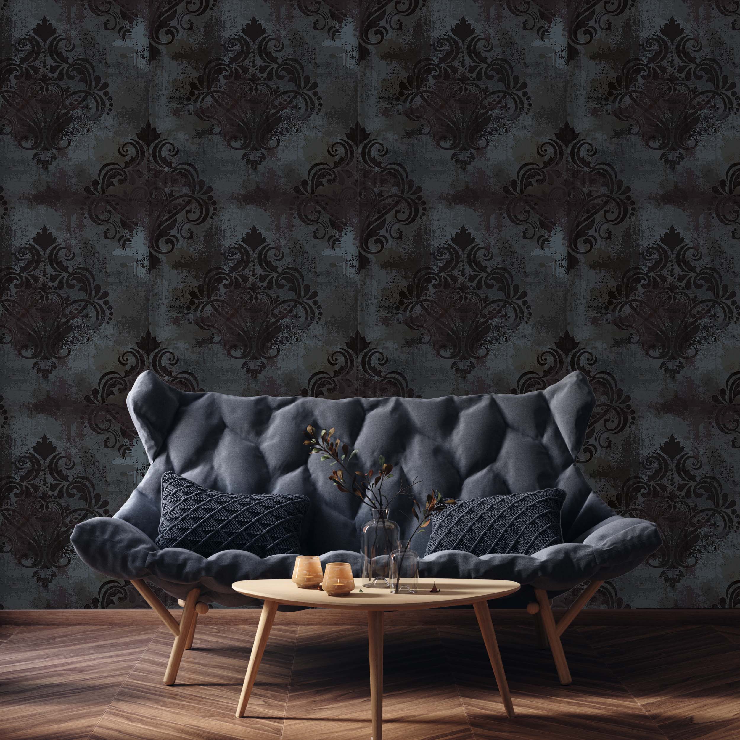 Professional luxury wallpaper installation in a residential home